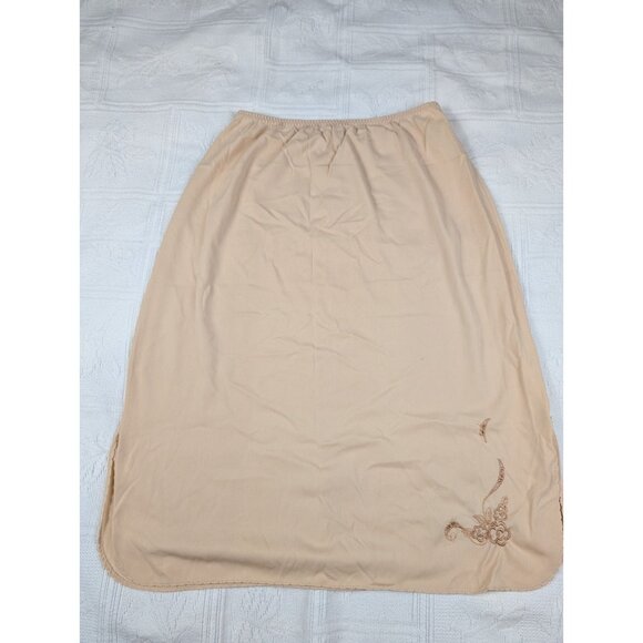Vintage Vassarette Skirt Half Slip Women's Medium Beige side Slits - Picture 8 of 10